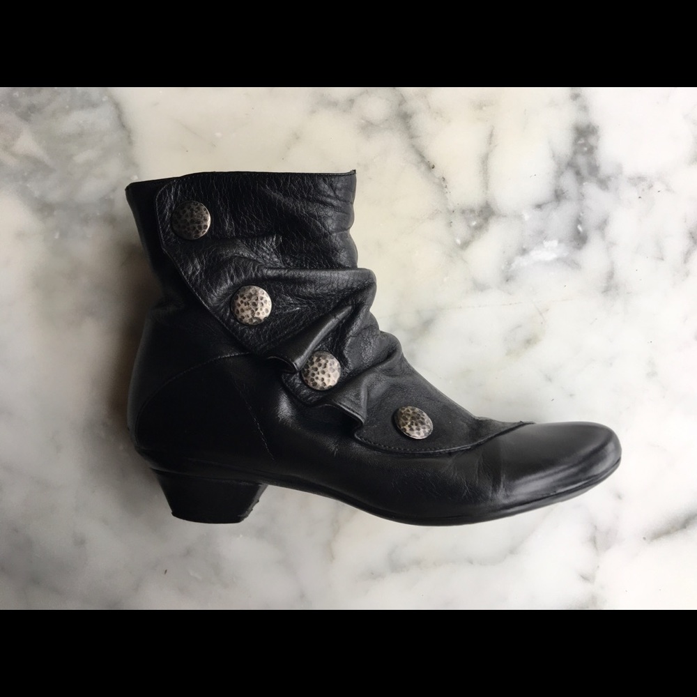Shirred, Button Leather Bootie